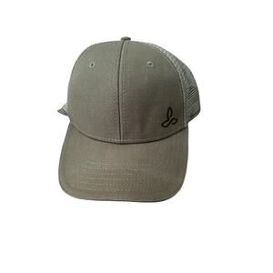Prana Green Khaki Trucker Mesh Snapback Hat Cap